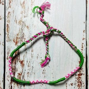 Green, Pink & White Macrame Wrapped Bracelet (Free w/ Bundle)